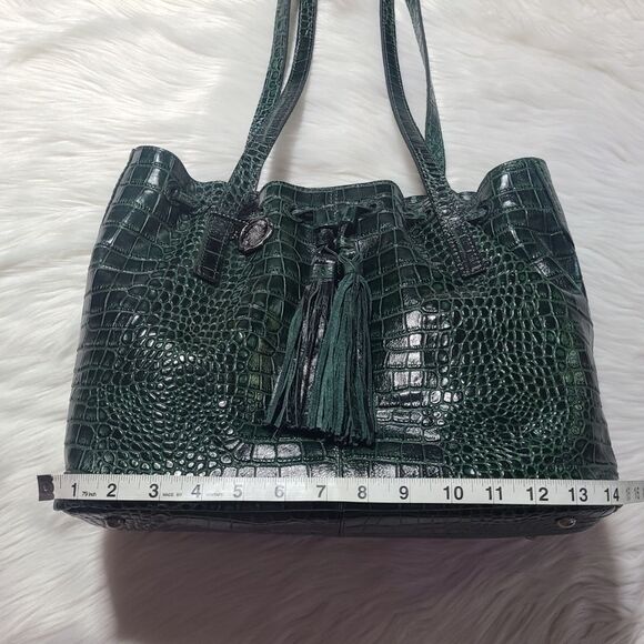 NWT|Patricia Nash|10th Anniversary Whitney Croc Embossed Green Leather Tote - Picture 9 of 11